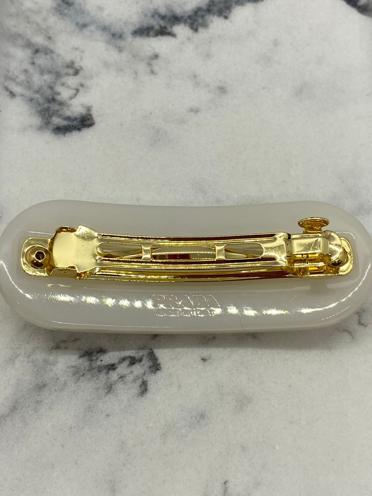 PRADA White Rhinestone Hair Barrette - Pre owned