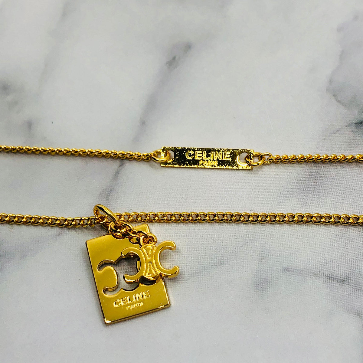 CELINE Monogram Pendant Necklace - Pre owned