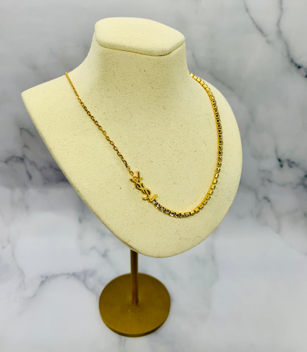 YSL YVES SAINT LAURENT Rhinestone Necklace - Pre owned