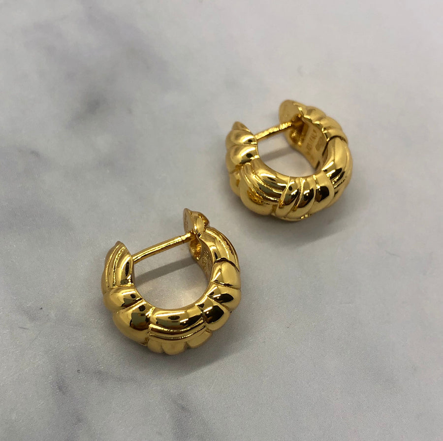 BOTTEGA VENETA Gold Tone Huggie Hoop Earrings - Pre owned