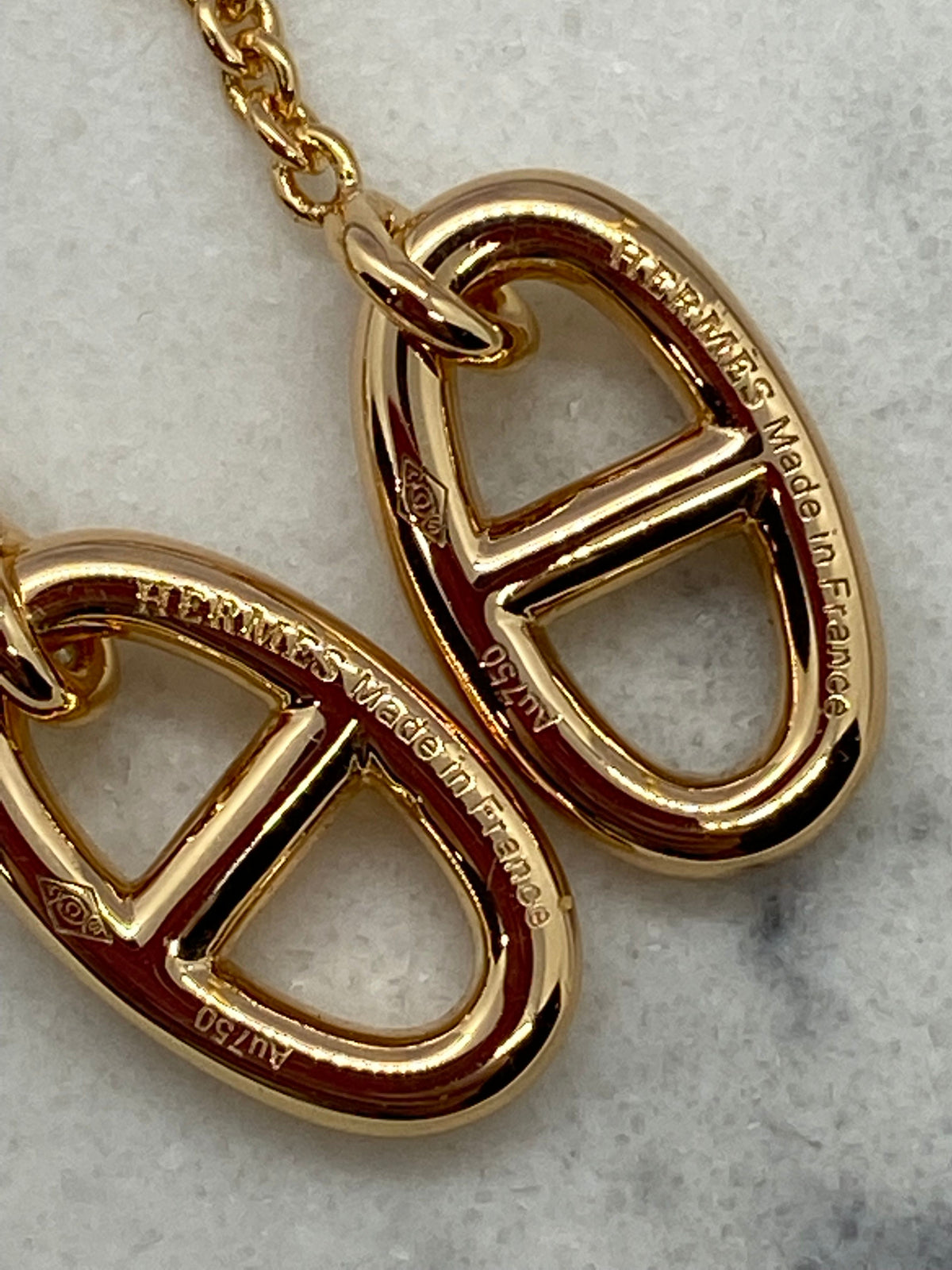 HERMES Rose Gold Tobe Pendant Earrings - Pre owned