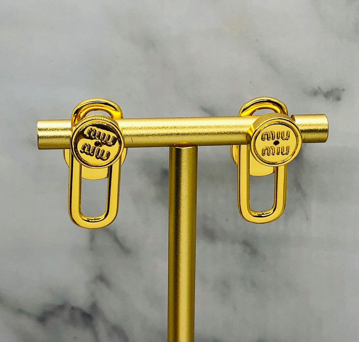 MIU MIU Gold Tone Pendant Earrings - Pre owned