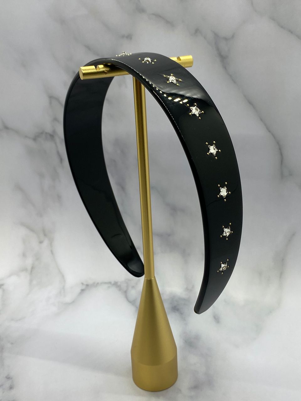 GUCCI GG Black Plastic Rhinestone Head band - Pre owned