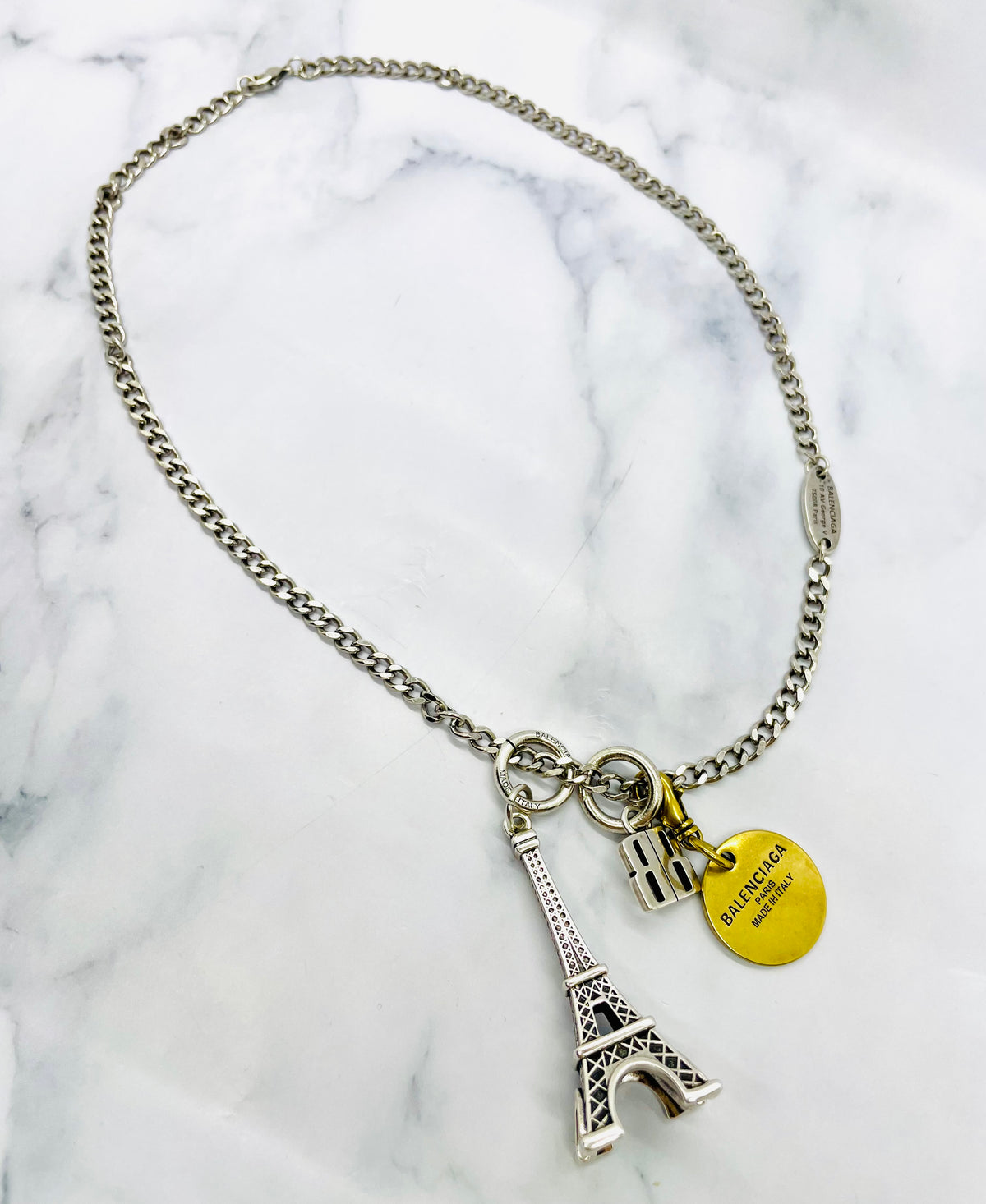 BALENCIAGA Paris Eiffel Towel Charm Necklace - Pre owned