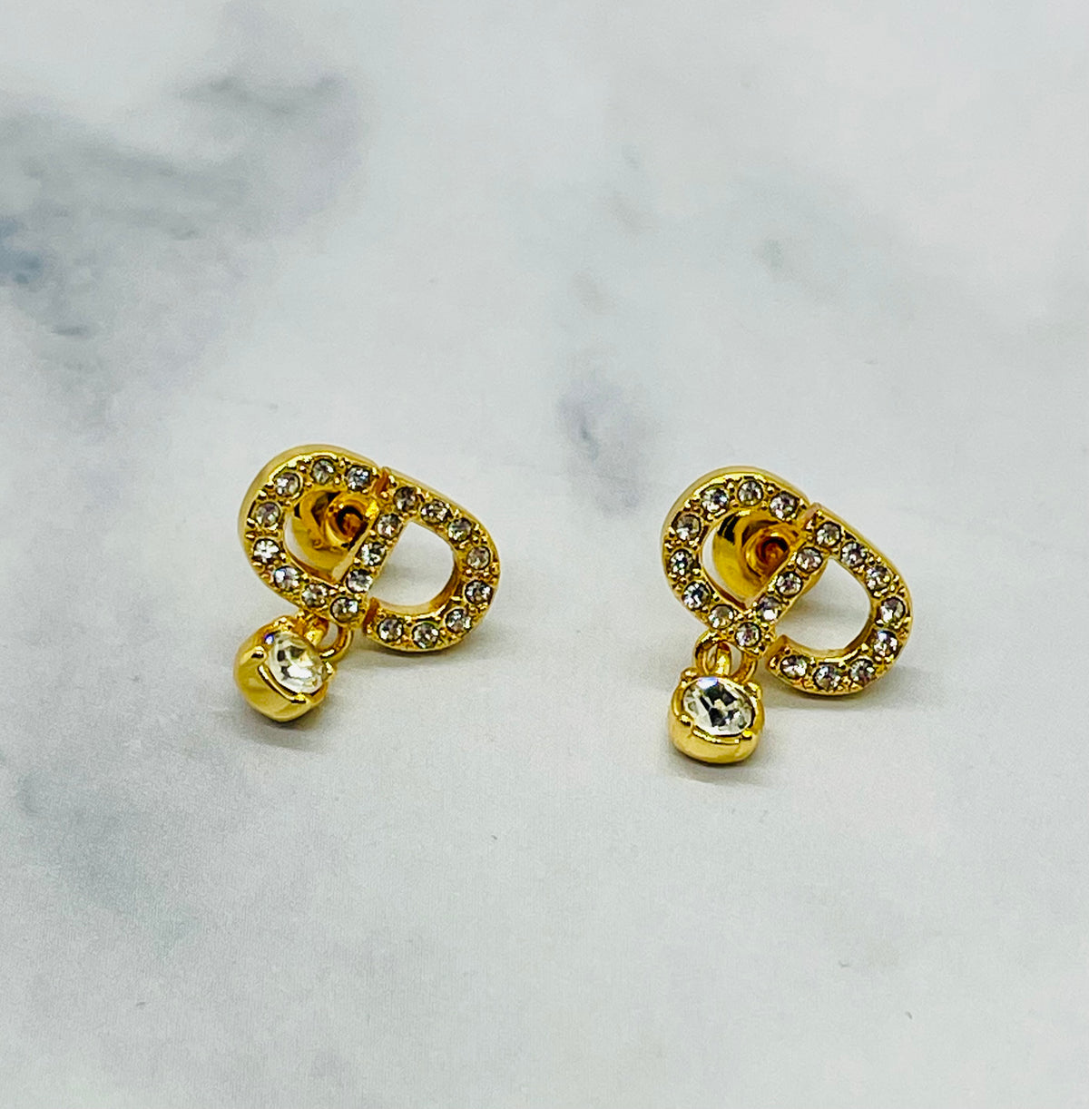 CHRISTIAN DIOR CD Rhinestone Earrings - Pre owned