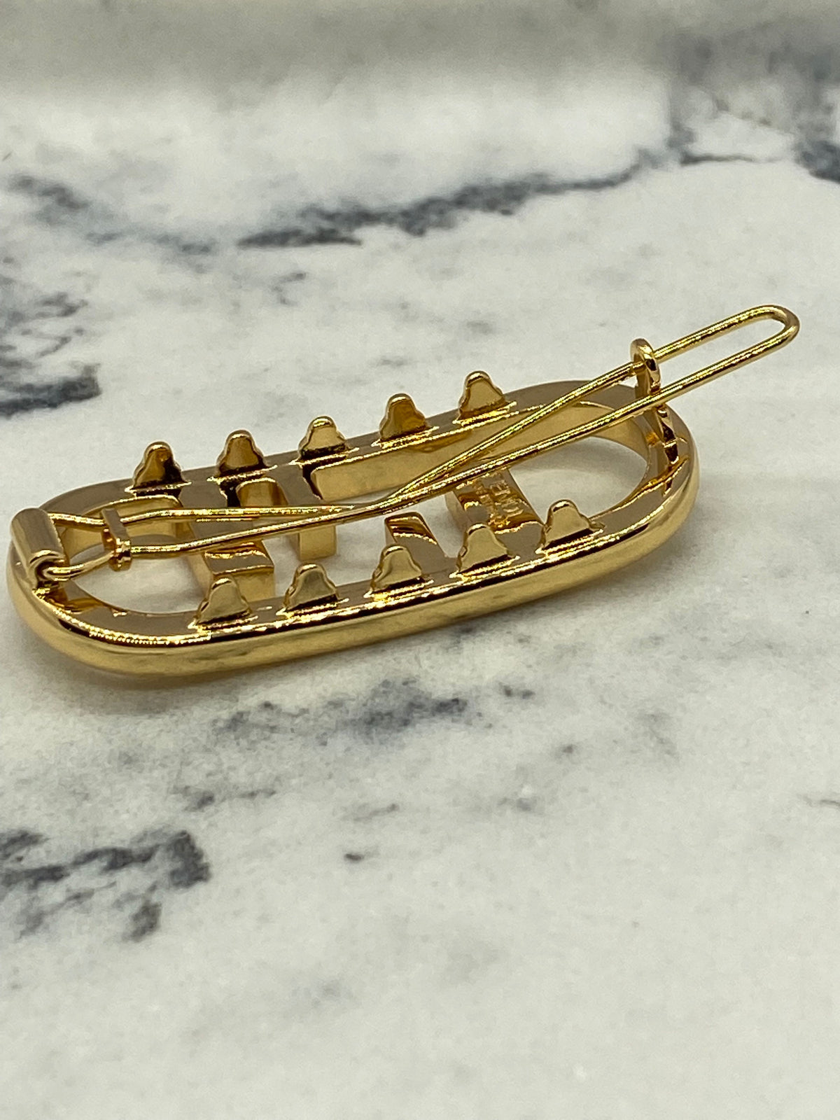 FENDI F Gold Tone Hair Clip Barrette - Pre owned
