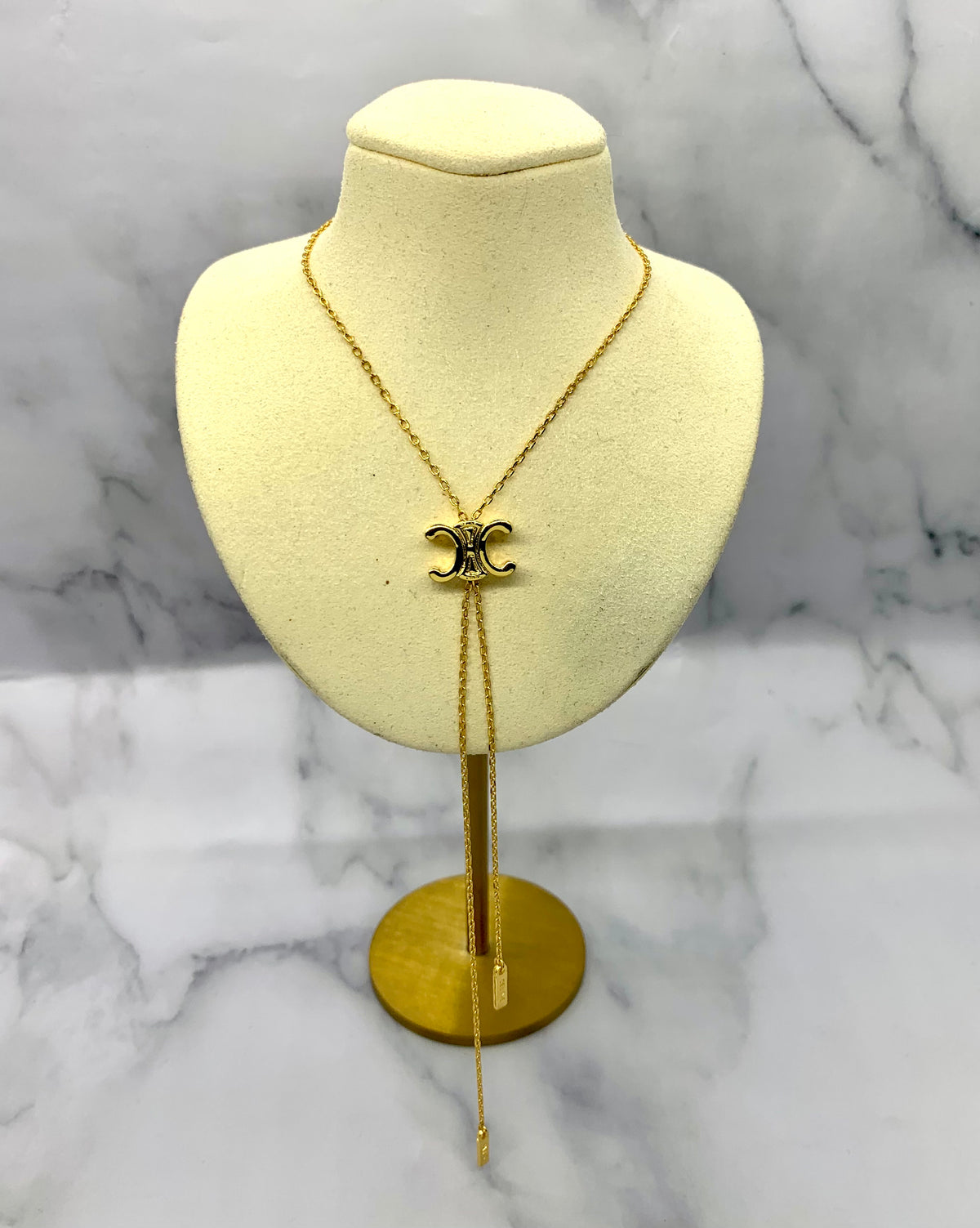 CELINE Gold Tone Bolero Necklace - Pre owned