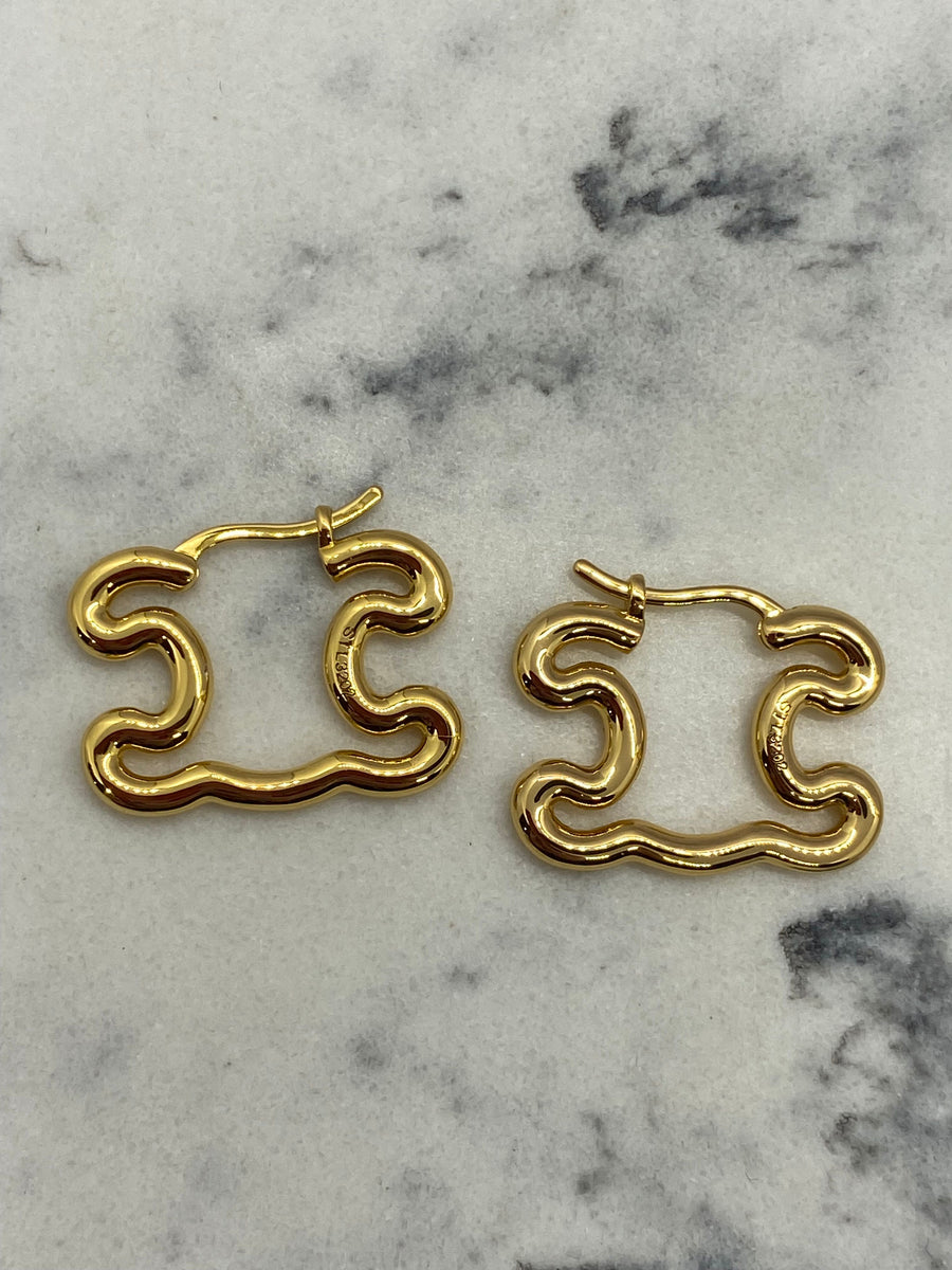 CELINE Monogram Shape Hoop Earrings - Pre owned