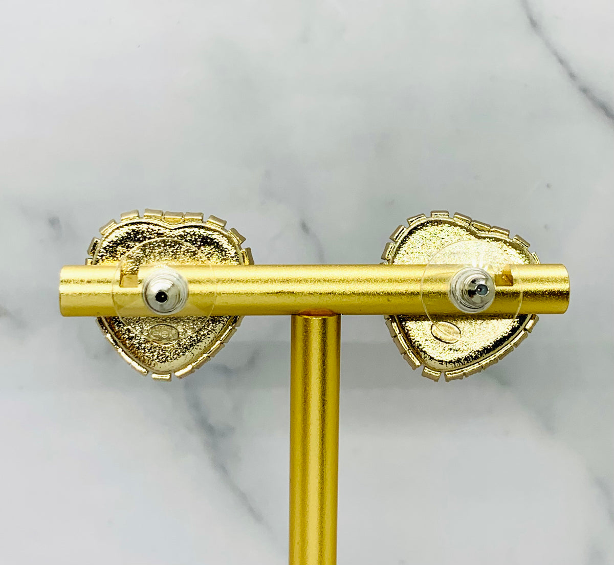 CHANEL CC Heart Shape Rhinestone Earrings - Pre owned