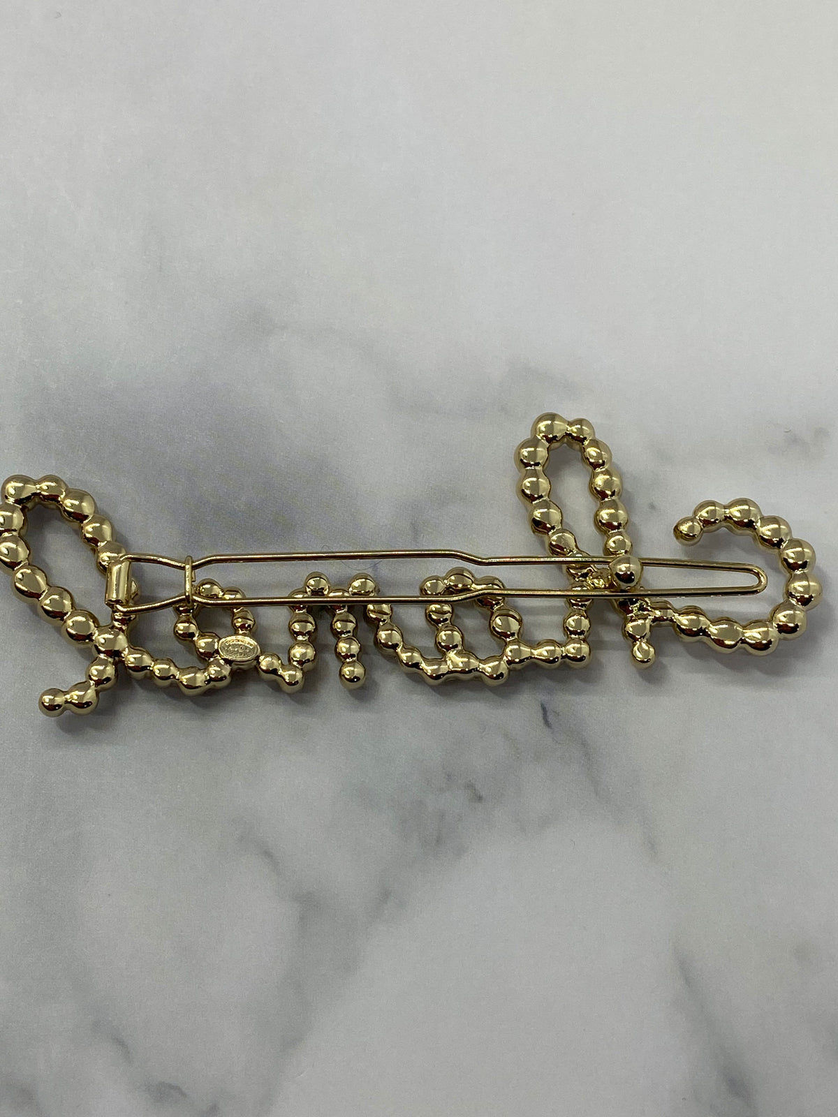 CHANEL CC Pearl & Rhinestone Script Hair Clip - Pre owned