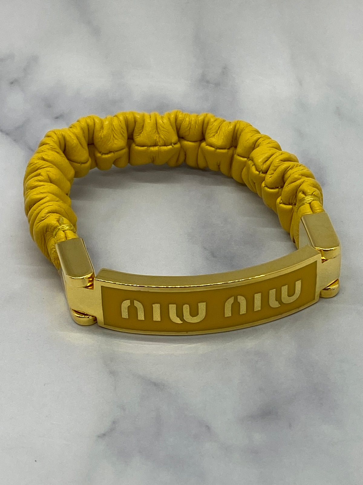 MIU MIU Yellow Nappa Leather Bracelet - Pre owned