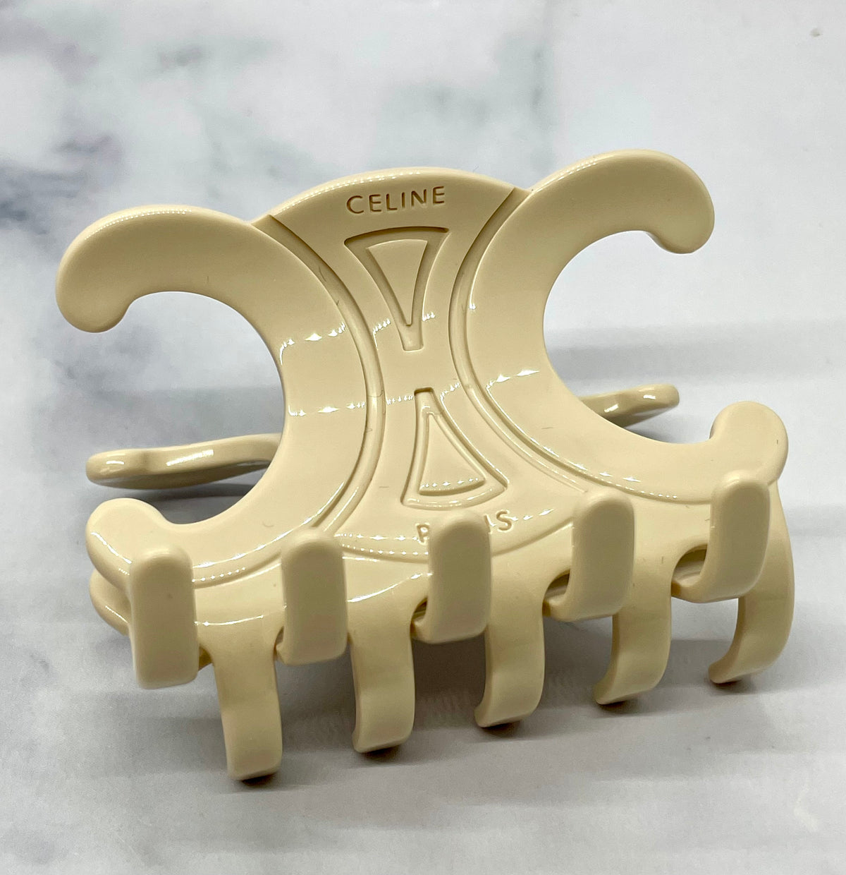 CELINE Beige Monogram Hair Clip - Pre owned