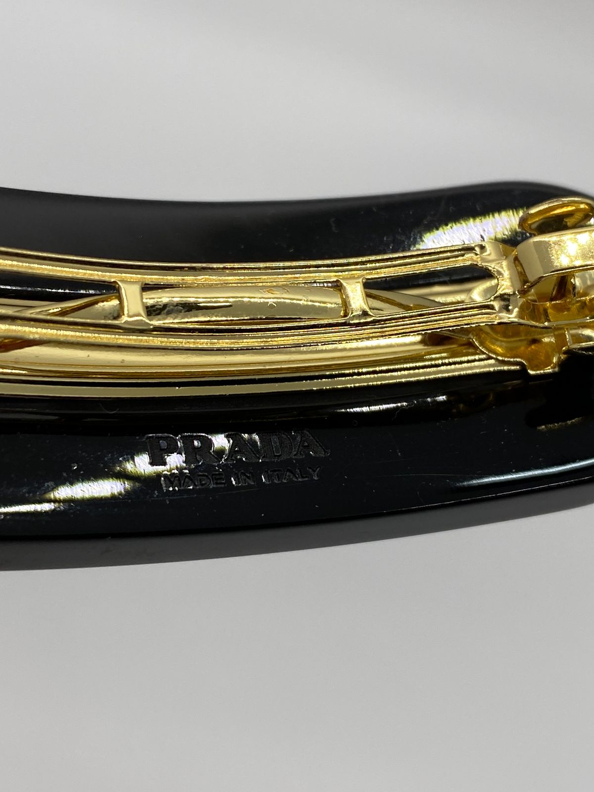 PRADA Acrylic Black Studded Hair Clip Barrette - Pre owned