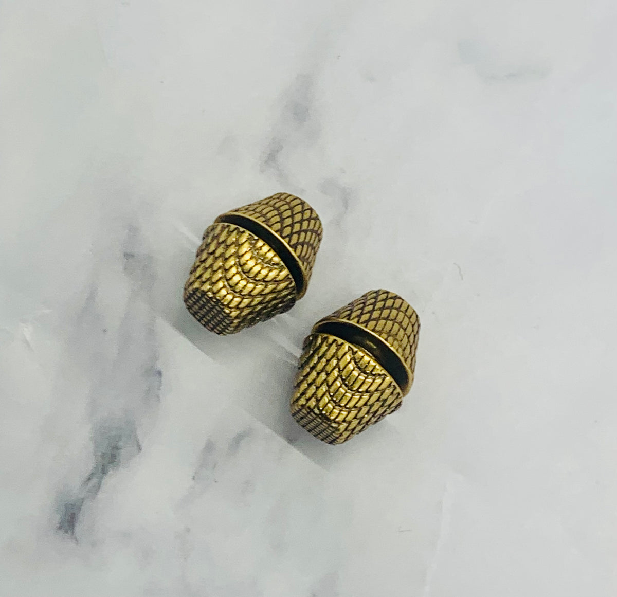 BALENCIAGA Brass Cagole Stud Earrings - Pre owned