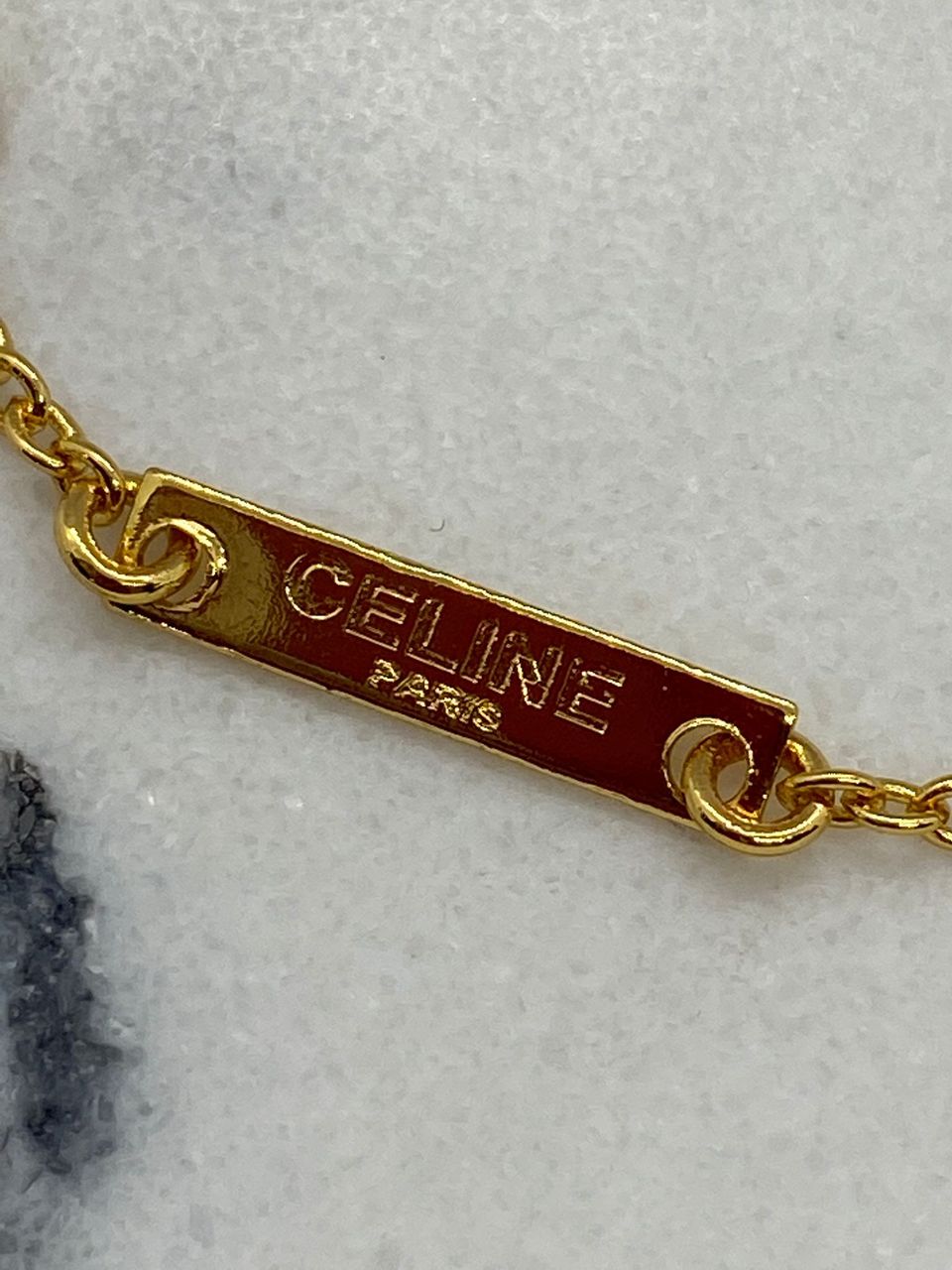 CELINE Gold Tone Monogram Nameplate Bracelet - Pre owned