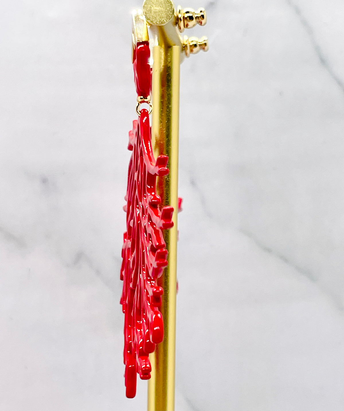 FENDI FF Red Coral Pendant Earrings - Pre owned