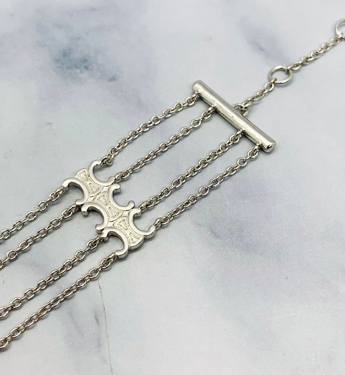 CELINE Monogram Silver Tone Bracelet - Pre owned