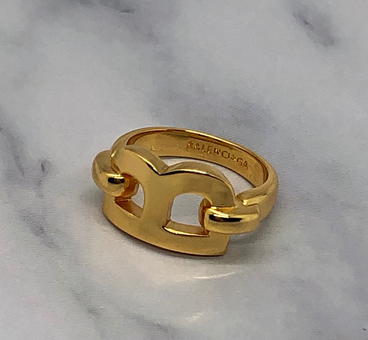BALENCIAGA B  Gold Tone Ring size 7 M - Pre owned