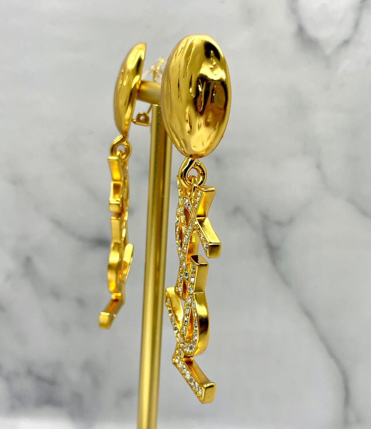 YSL YVES SAINT LAURENT Rhinestone Statement Earrings - Pre owned