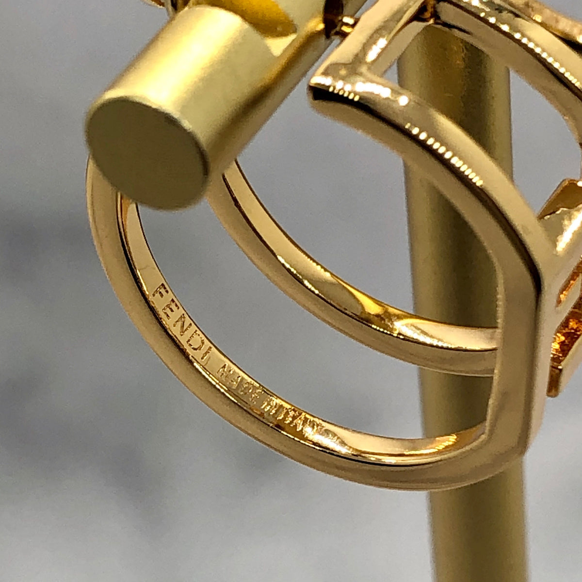 FENDI FF Gold Tone Hoop Earrings - Pre owned