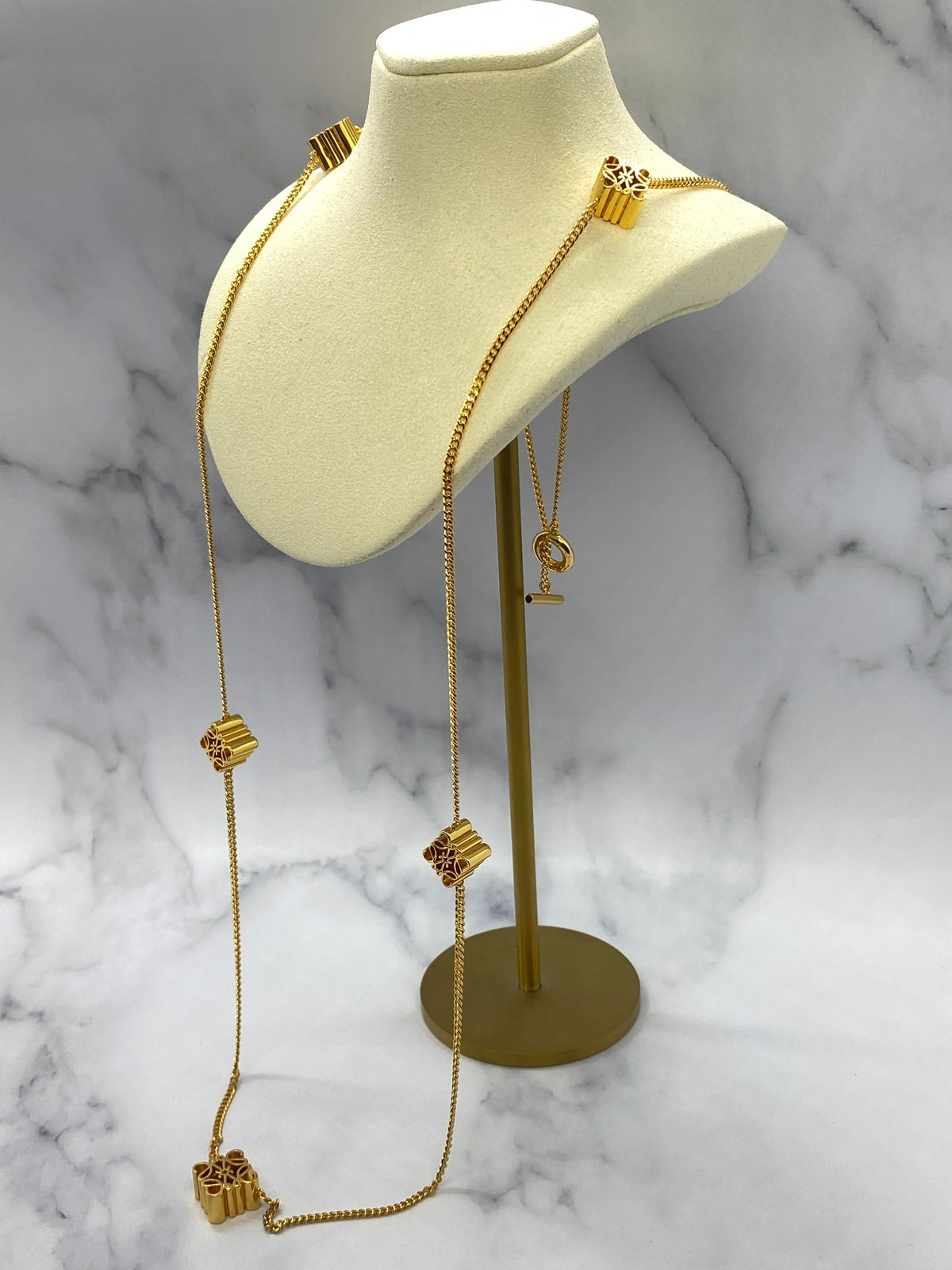 LOEWE Monogram Gold Tone Layer Necklace - Pre owned