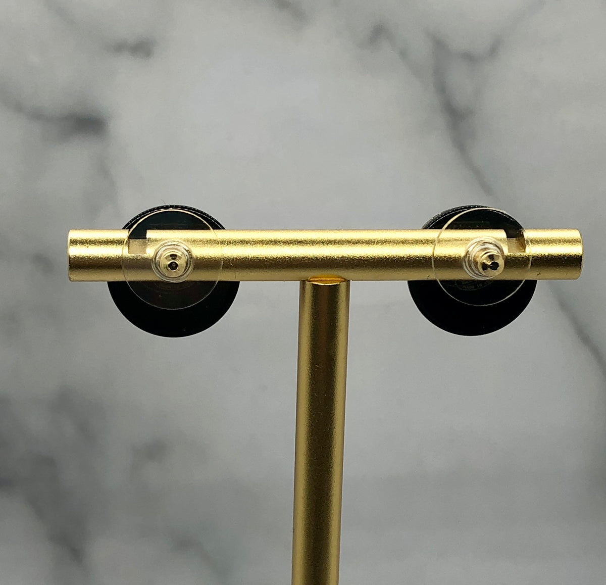 CHANEL CC Black Plastic Button Earrings - USED