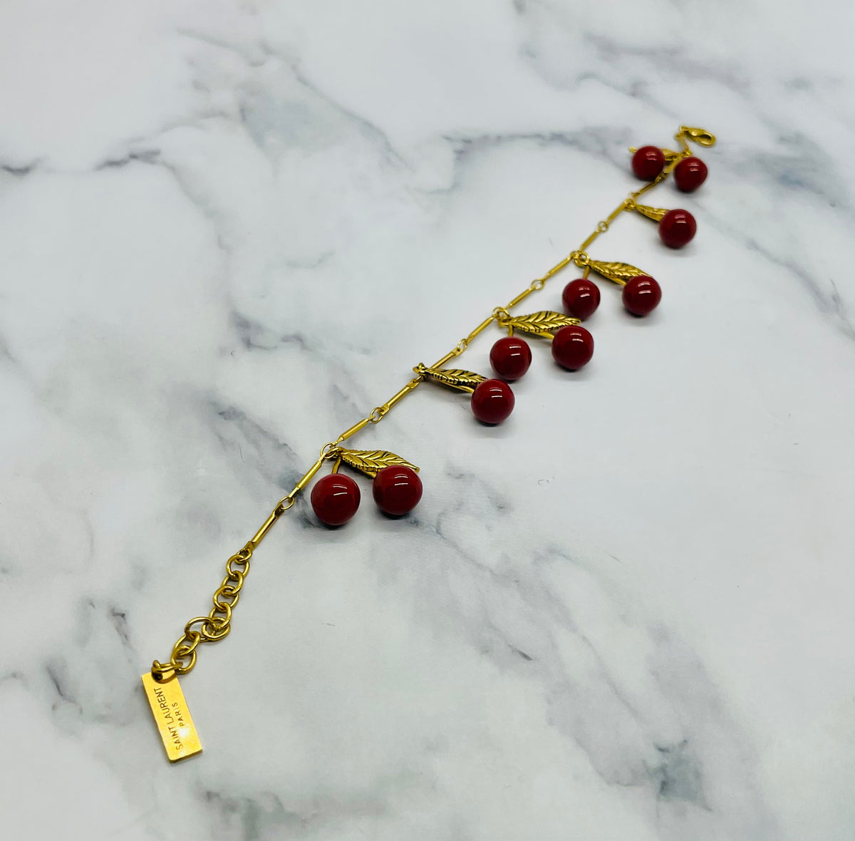 YSL YVES SAINT LAURENT Cherries Charm Bracelet - Pre owned