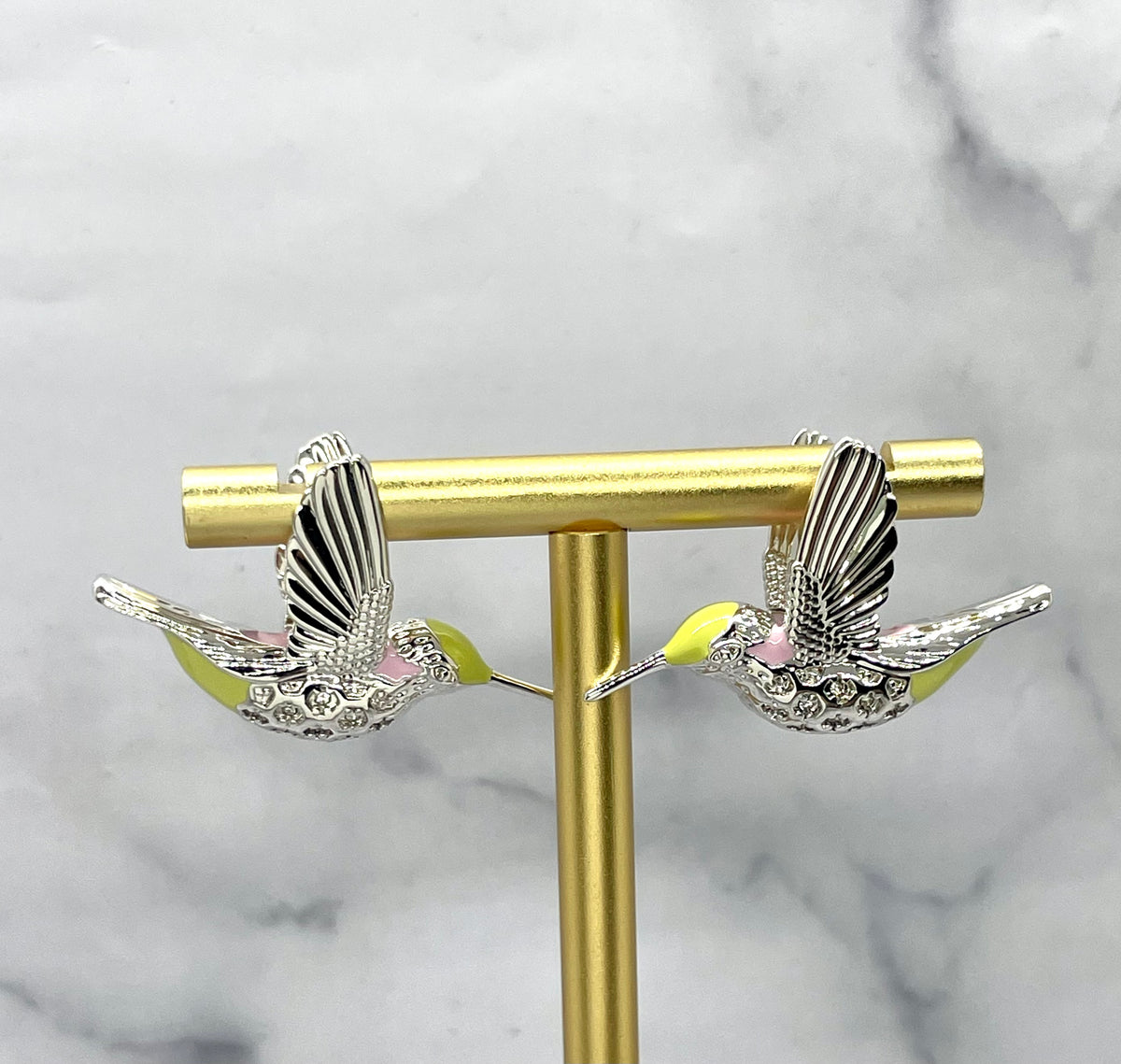BOTTEGA VENETA Silver Tone Colibri Bird Earrings - Pre owned