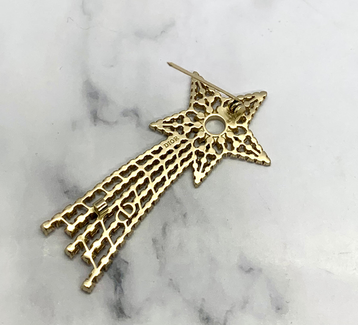 CHRISTIAN DIOR CD Rhinestone Shooting Star Brooch Pin - Pre owned