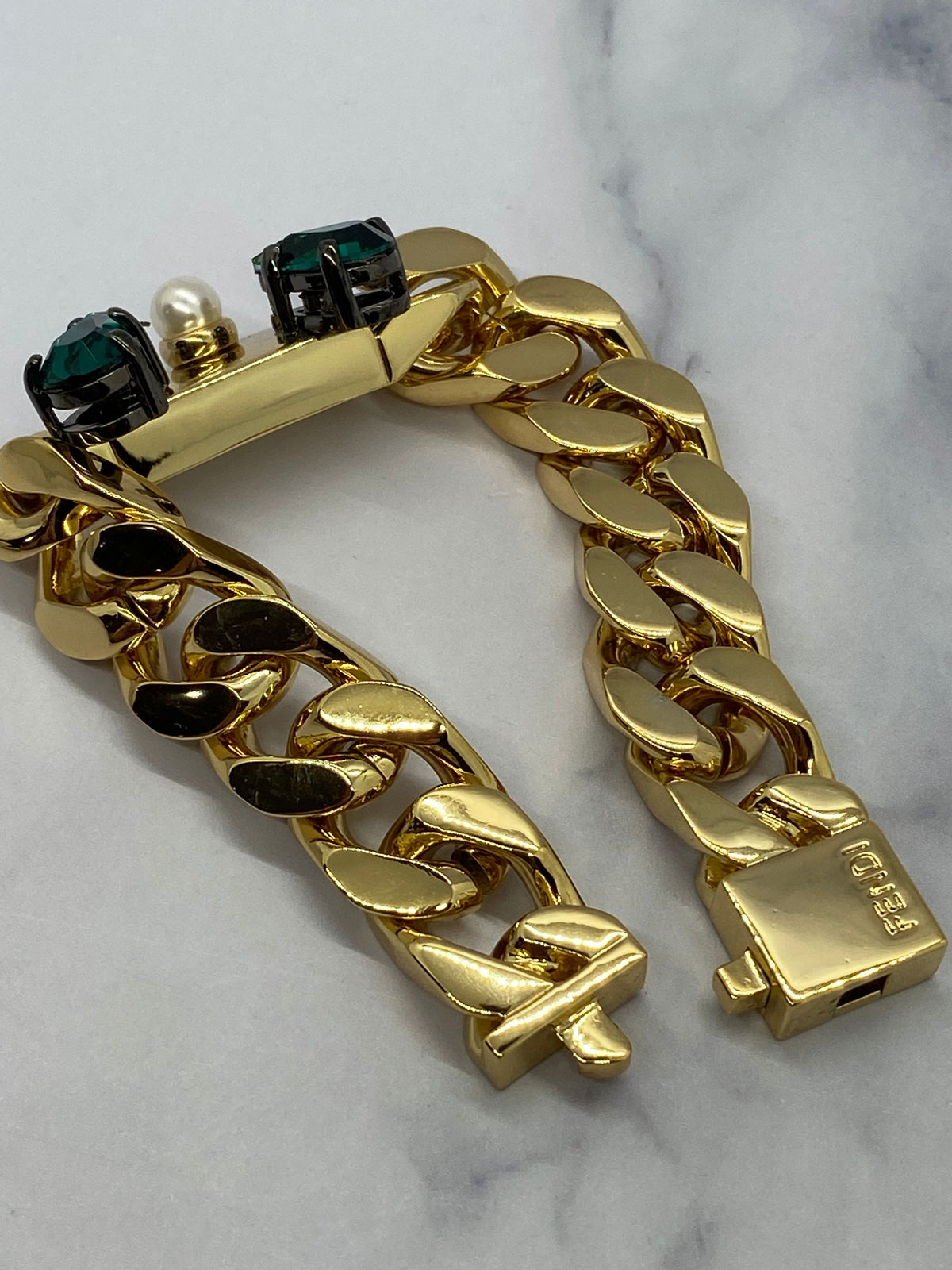FENDI Gold Tone Chain Bracelet - Size M - Pre owned