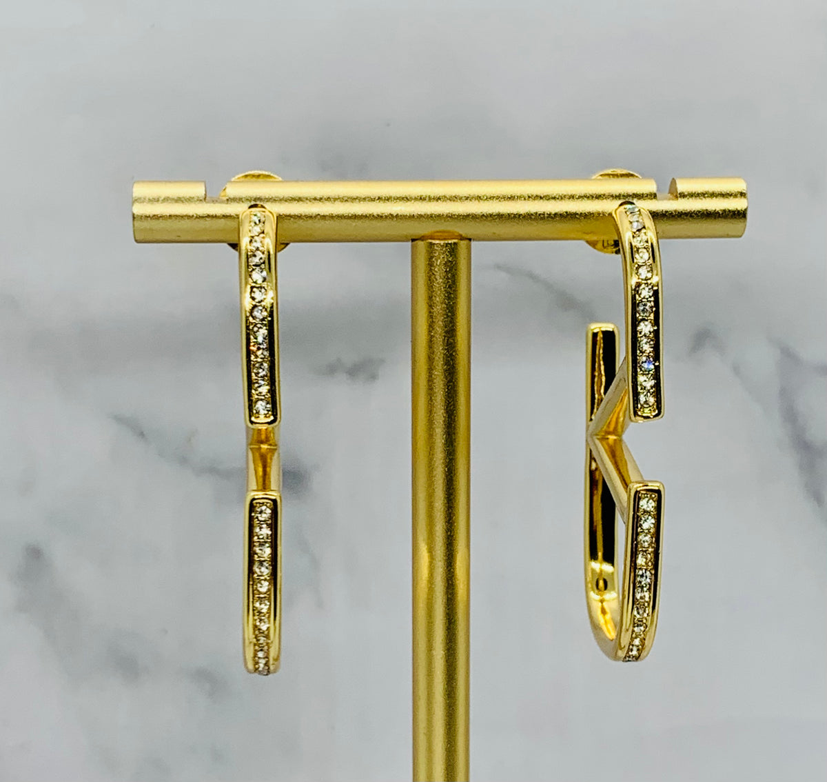 VALENTINO V Rhinestone Hoop Earrings - Pre owned