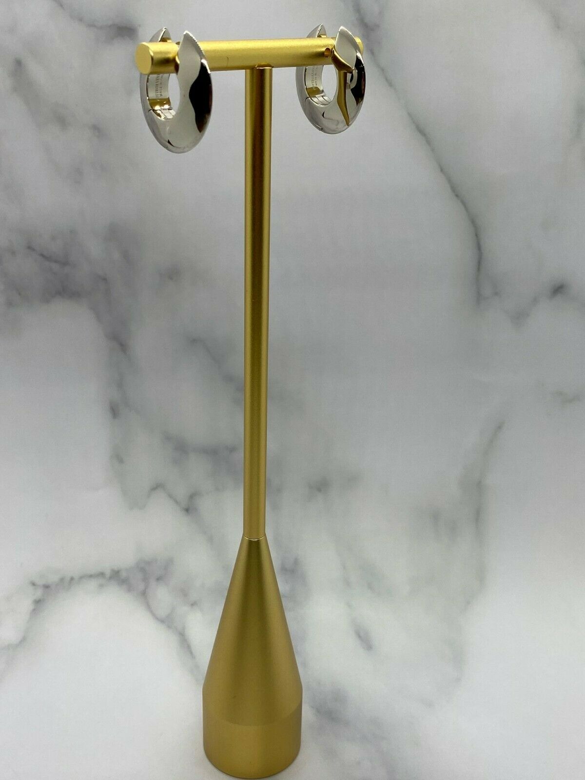 BOTTEGA VENETA Silver Disc Hoop Earrings - Pre owned