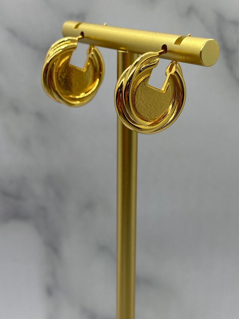 BOTTEGA VENETA Gold Tone Disc Earrings - Pre owned