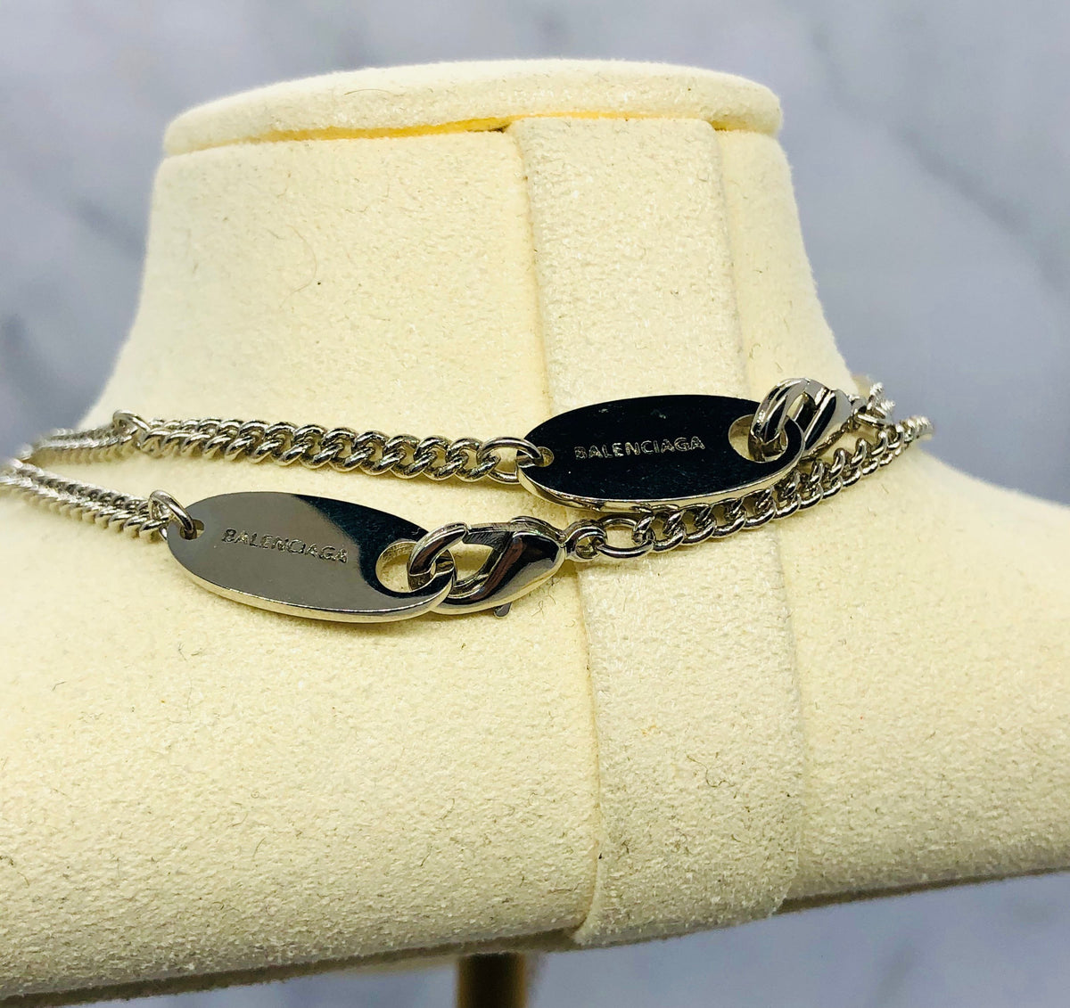 BALENCIAGA Love Lock Friendship Heart Silver Necklace Set - Pre owned