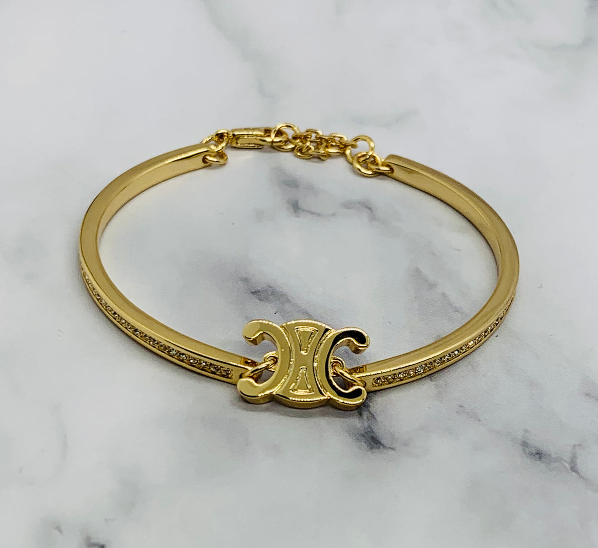 CELINE Monogram Rhinestone Bracelet - Pre owned