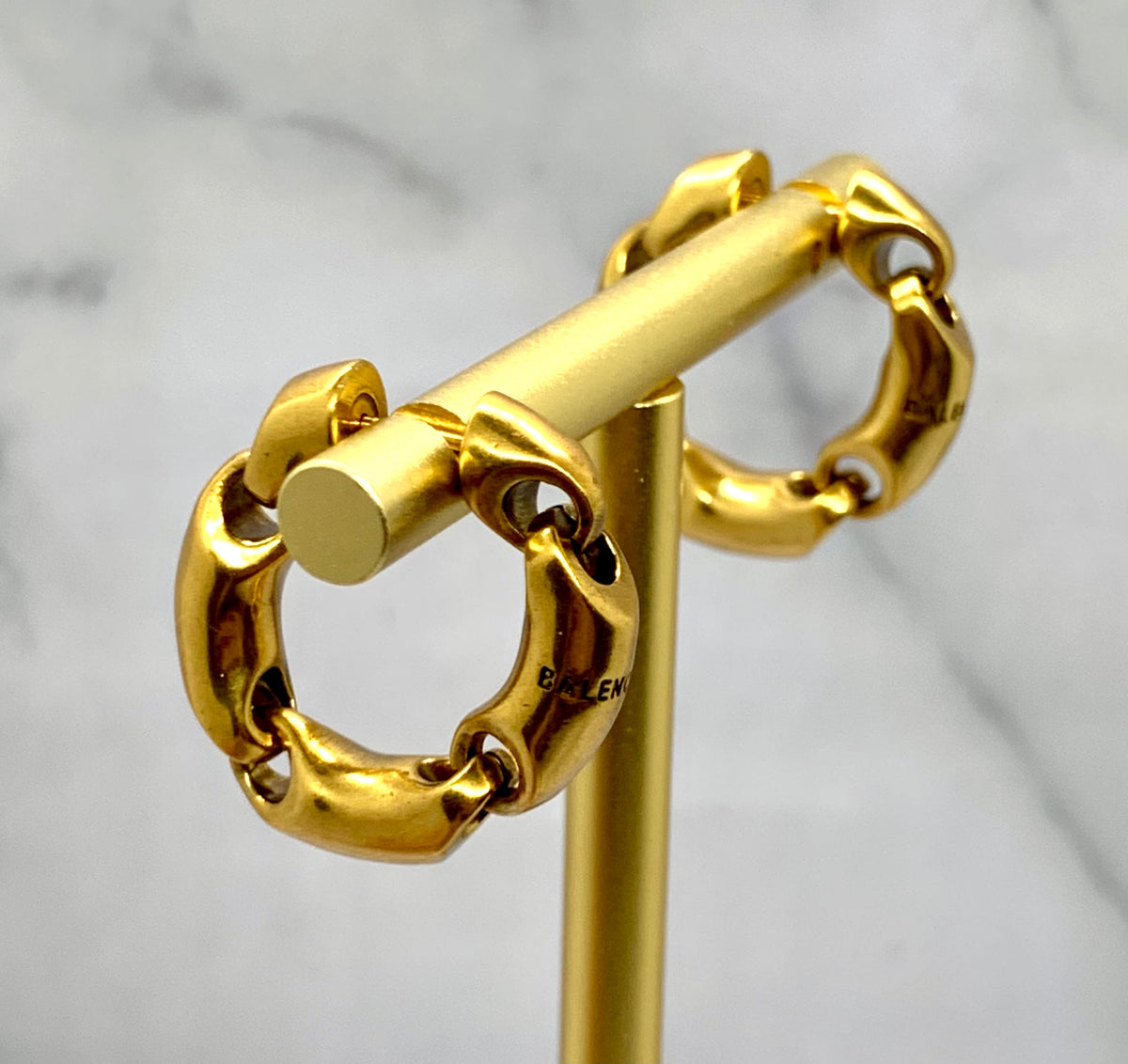 BALENCIAGA Brass Chain Hoop Earrings - Pre owned