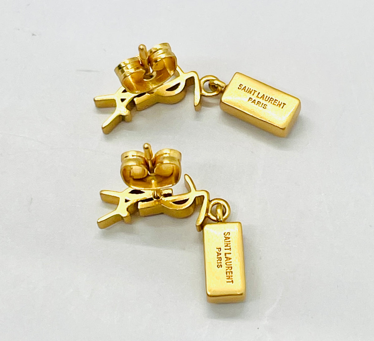 YSL YVES SAINT LAURENT Monogram Rhinestone Earrings - Pre owned