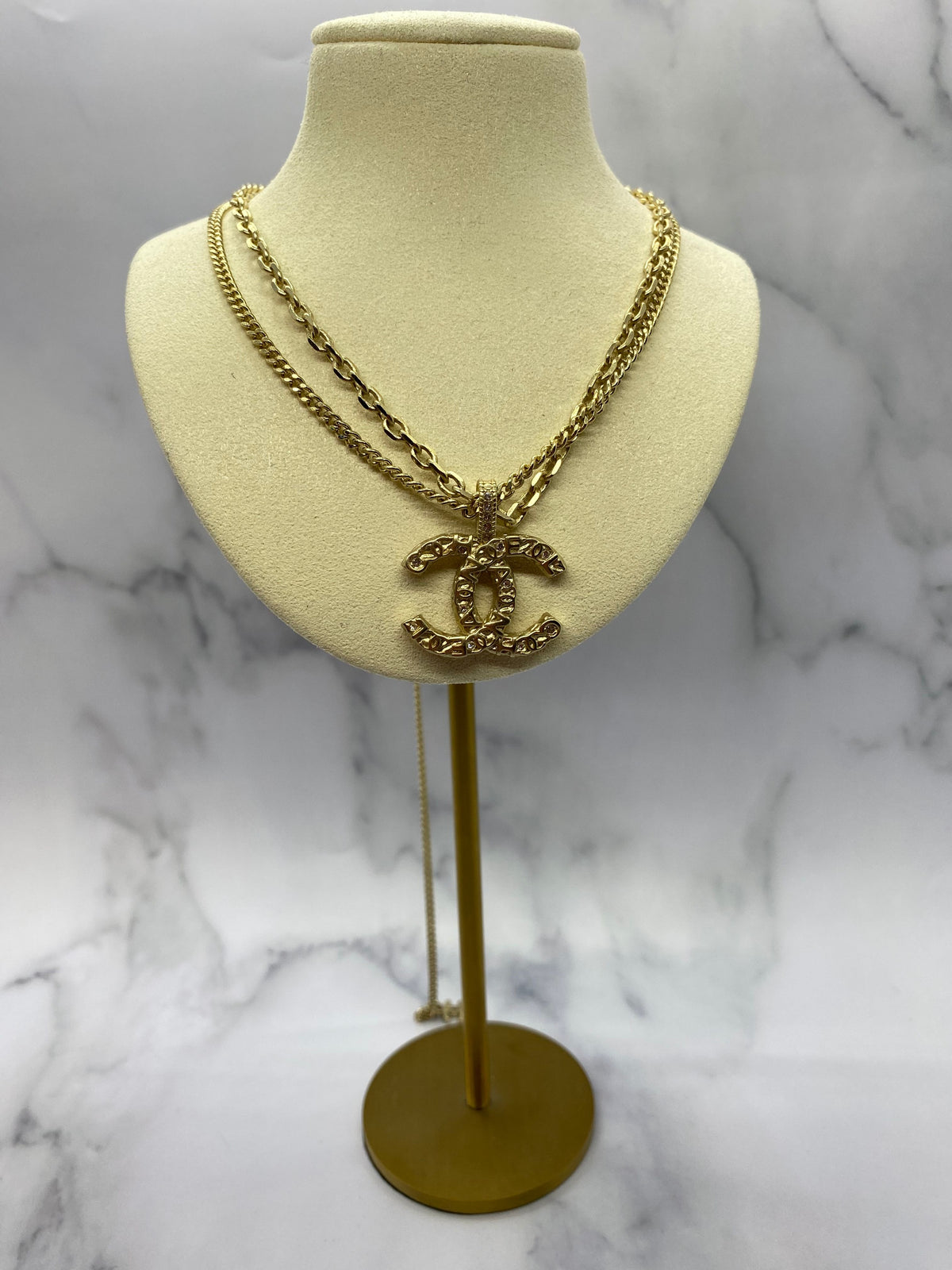 CHANEL CC Gold Tone Multi Chain Necklace - Pre owned