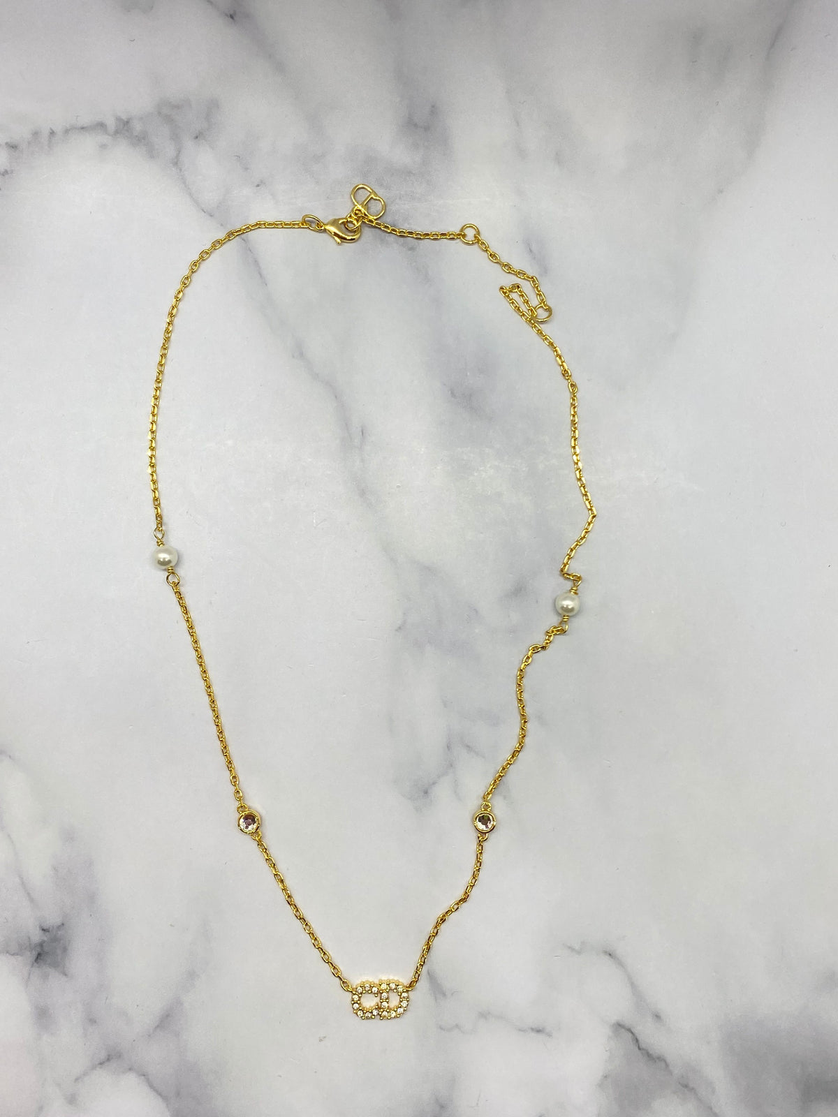 CHRISTIAN DIOR CD Gold Tone Necklace - Pre owned