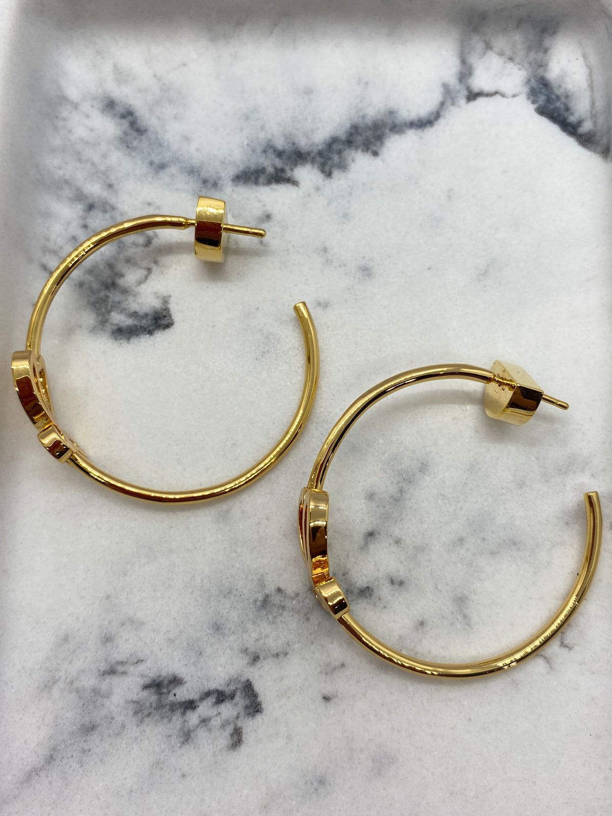 LOEWE L Gold Tone Hoop Earrings - Pre owned