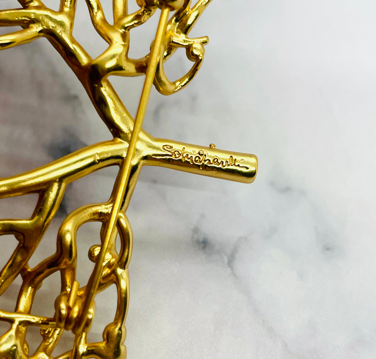SCHIAPARELLI Branch Lungs Rhinestone Brooch Pin - Pre owned