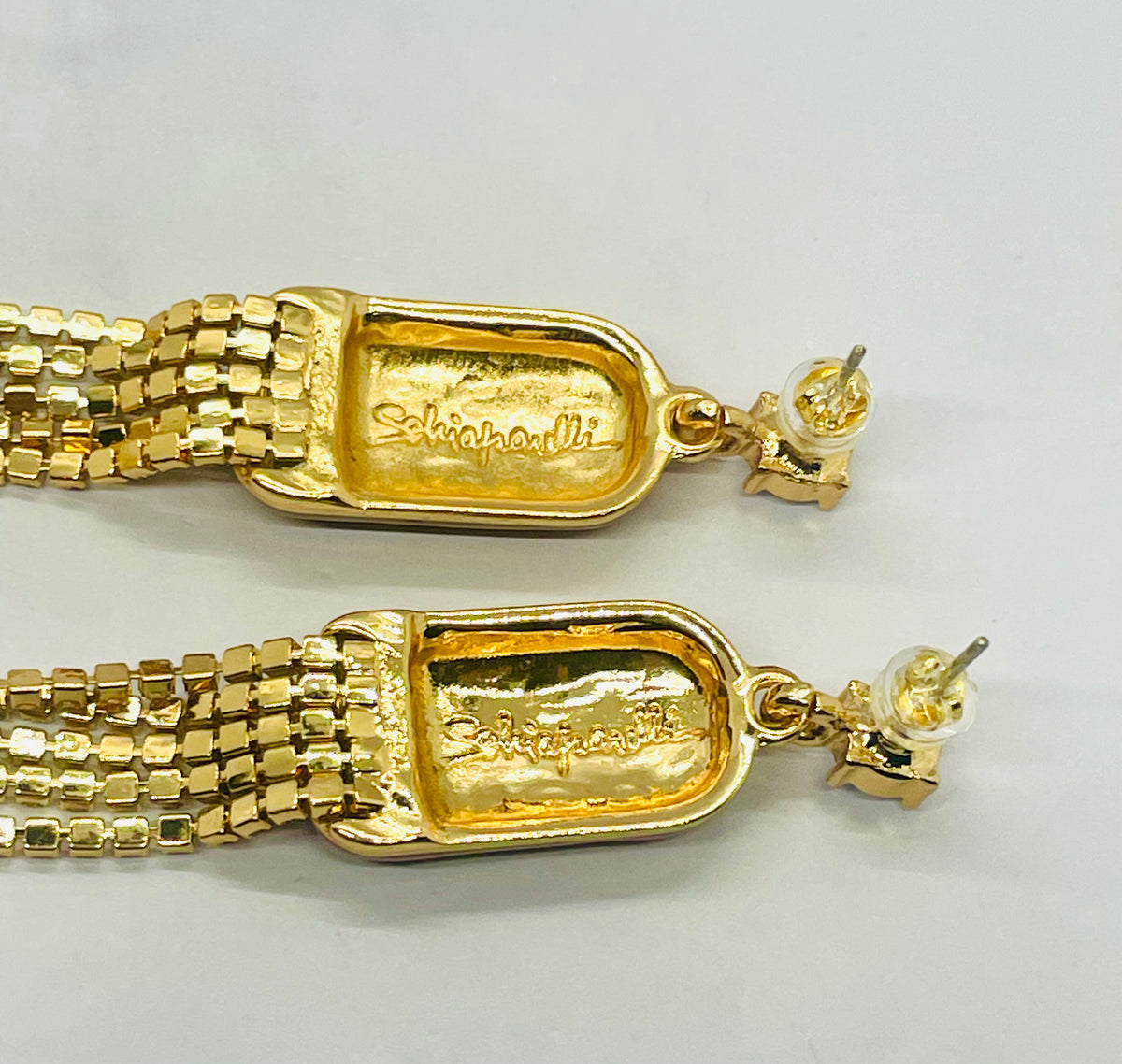 SCHIAPARELLI Vintage Rhinestone Fringe Earrings - Pre owned