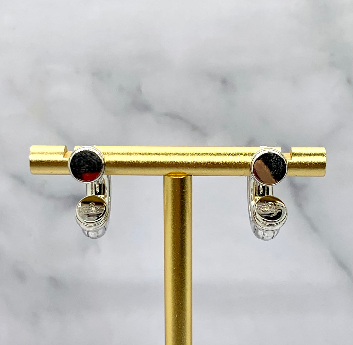 BOTTEGA VENETA Silver Tone Hoop Earrings - Pre owned