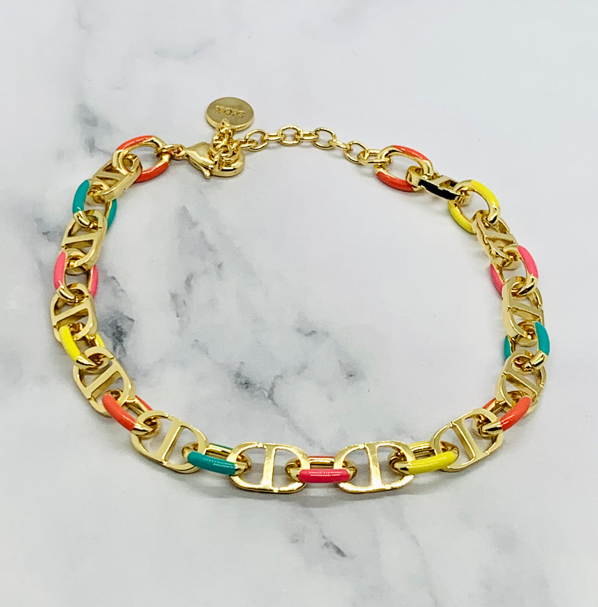 CHRISTIAN DIOR CD Colored Chain Bracelet - Pre owned