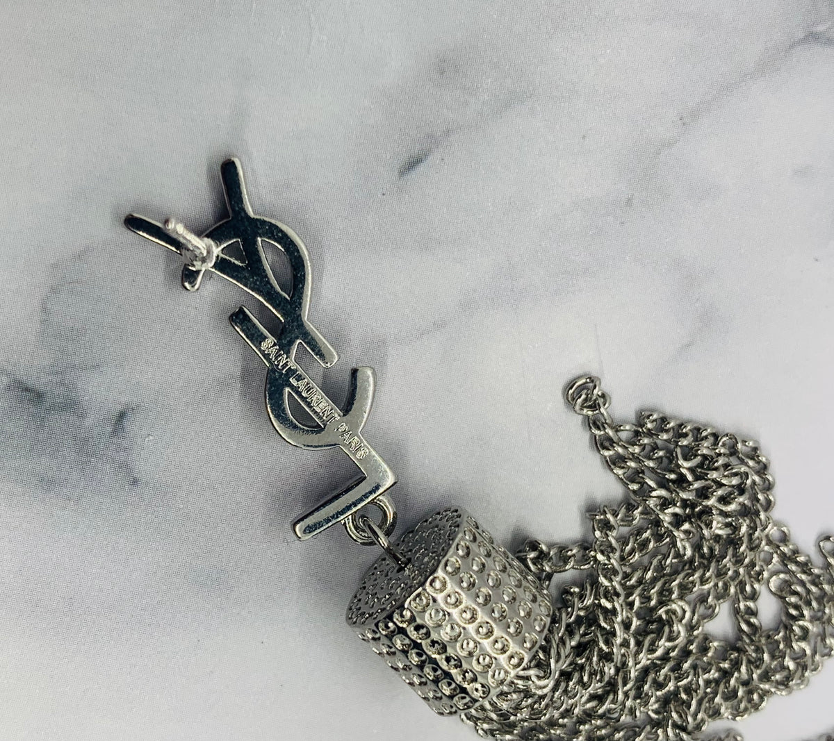 YSL YVES SAINT LAURENT Silver Tone Tassel Earrings - Pre owned