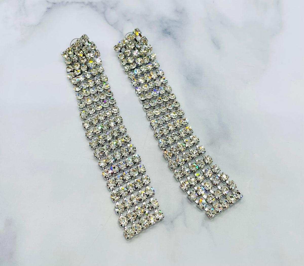 YSL YVES SAINT LAURENT Rhinestone Statement Earrings - Pre owned