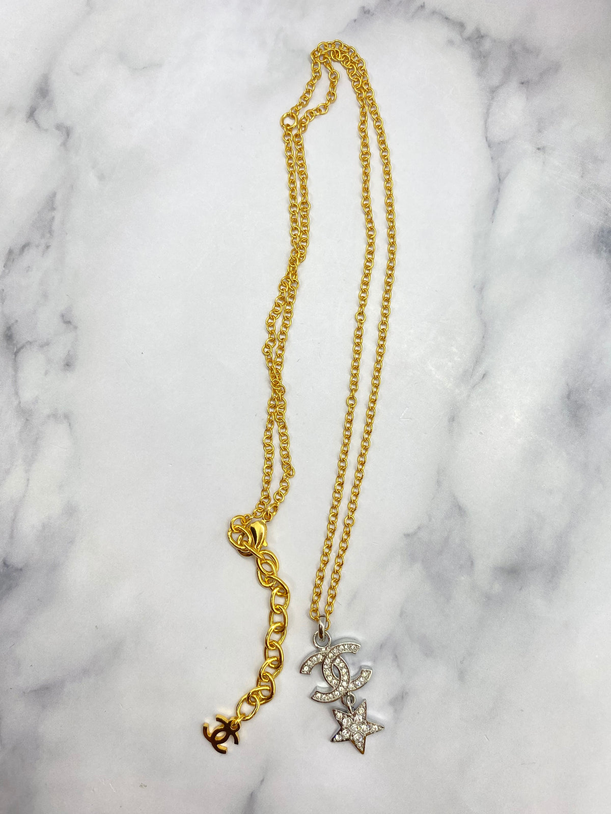 CHANEL CC Gold & Silver Star Necklace - USED