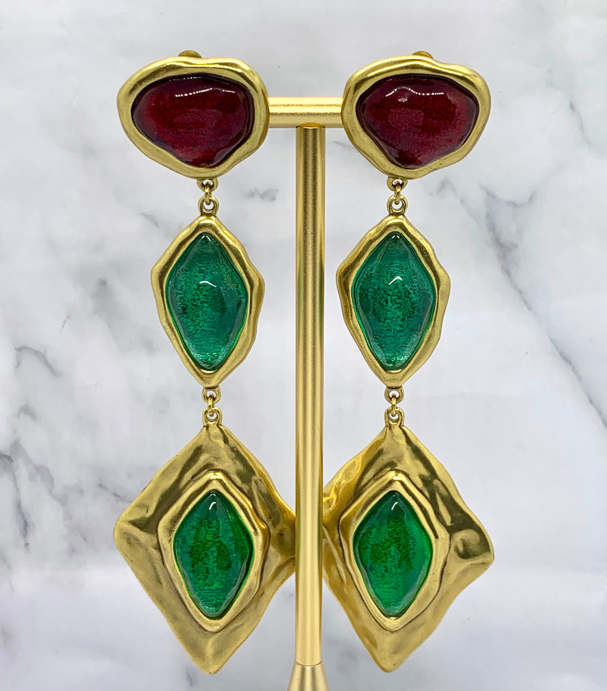 YSL YVES SAINT LAURENT Statement Clip On Earrings - Pre owned