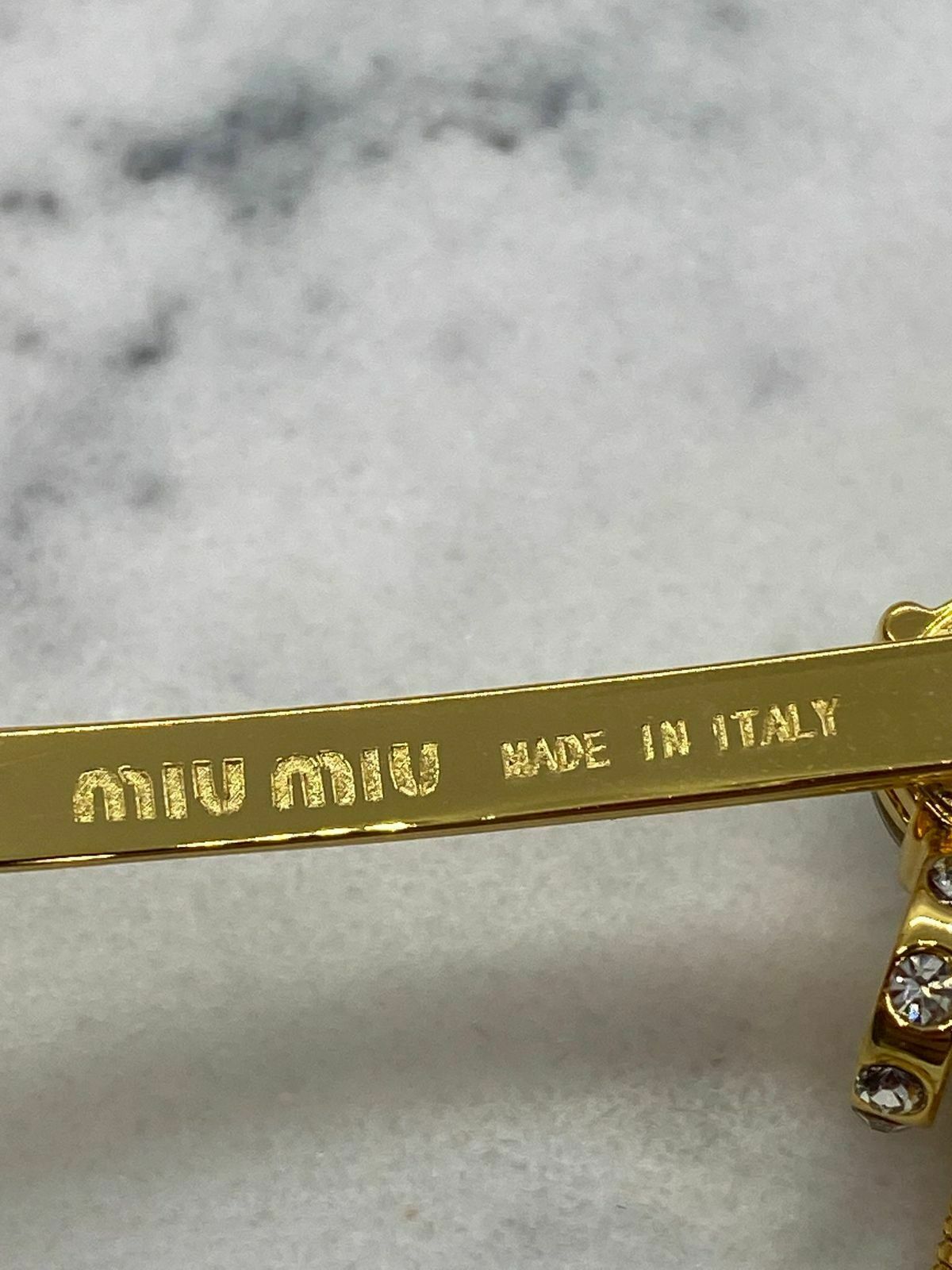 MIU MIU Gold Tone Rhinestone Charm Hair Clip - Pre owned