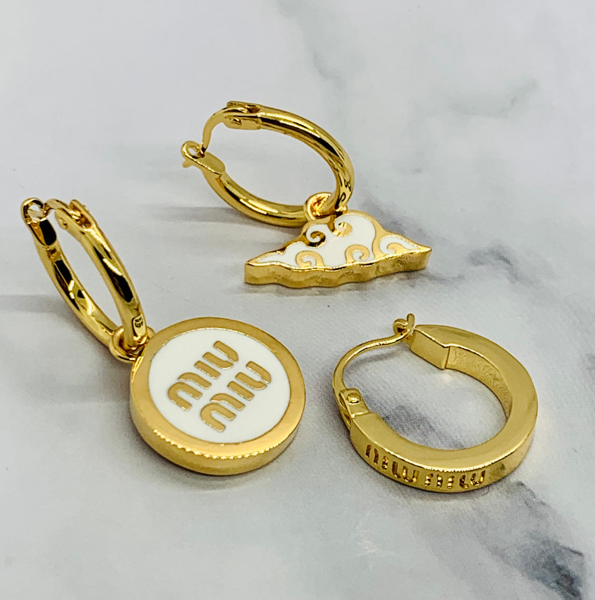 MIU MIU Enamel 3 Earrings Set - Pre owned